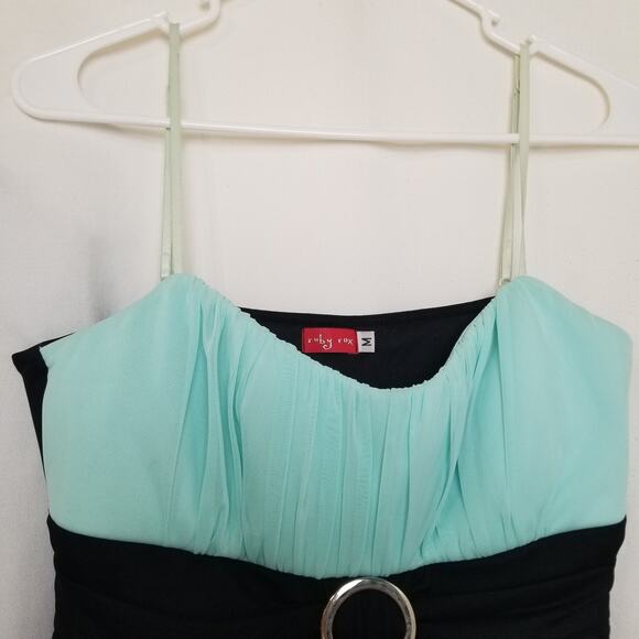 Ruby Rox Black & Teal Cocktail Formal Party Dress Spaghetti Strap Size M - Picture 5 of 9